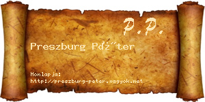 Preszburg Péter névjegykártya